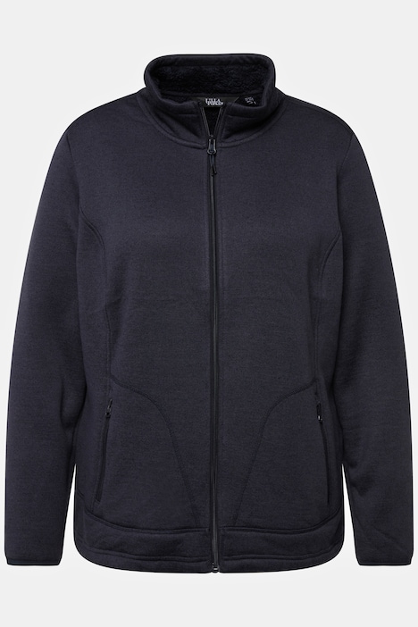 Strickfleece-Jacke, Teddyfleece, Stehkragen, Zipptaschen