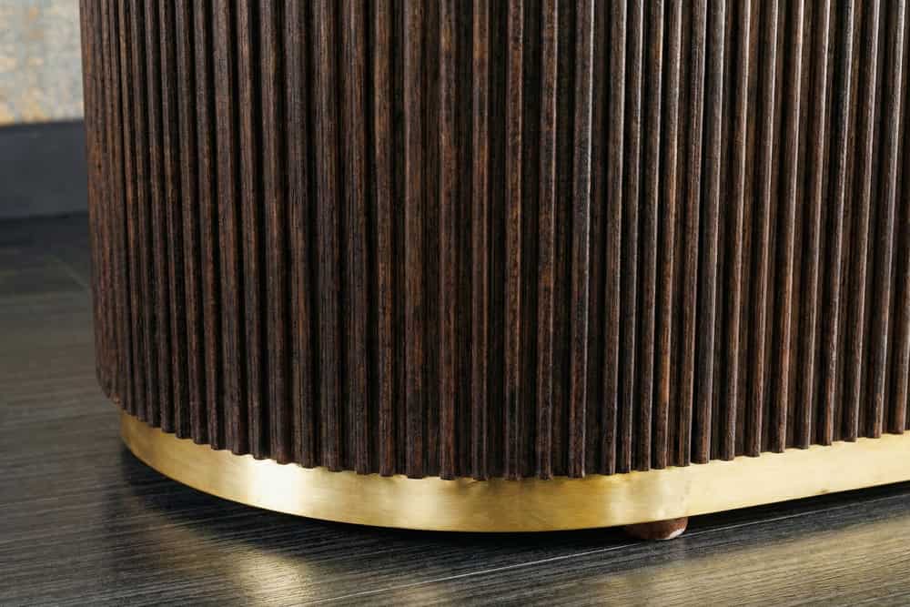 Design Sideboard GATSBY 170cm braun gold Mangoholz weiße Marmorplatte