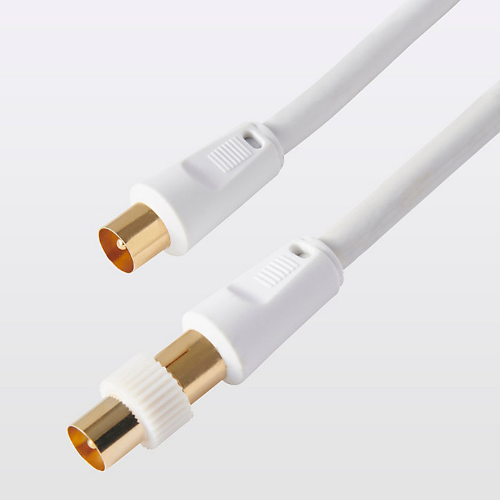 Câble coaxial Blyss blanc 17 VATC plaqué or M/F + adaptateur M/M L.1,5 m