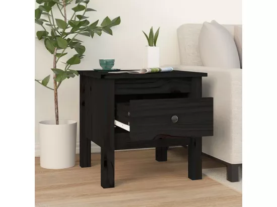 Table d'appoint Noir 40x40x39 cm Bois massif de pin