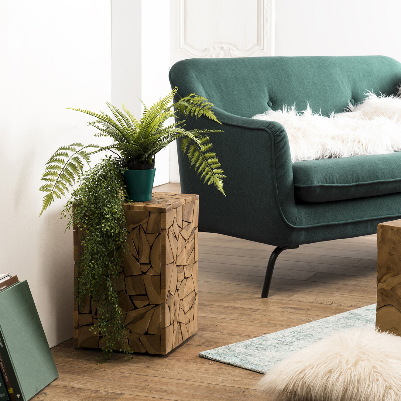 Macabane Table d'appoint carrée Suzy bois - 32x32x48 cm