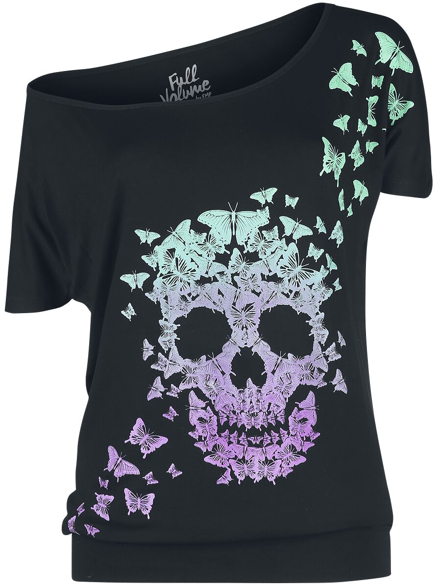 T-Shirt Noir Col Bateau & Imprimé | Full Volume by EMP T-Shirt Manches courtes