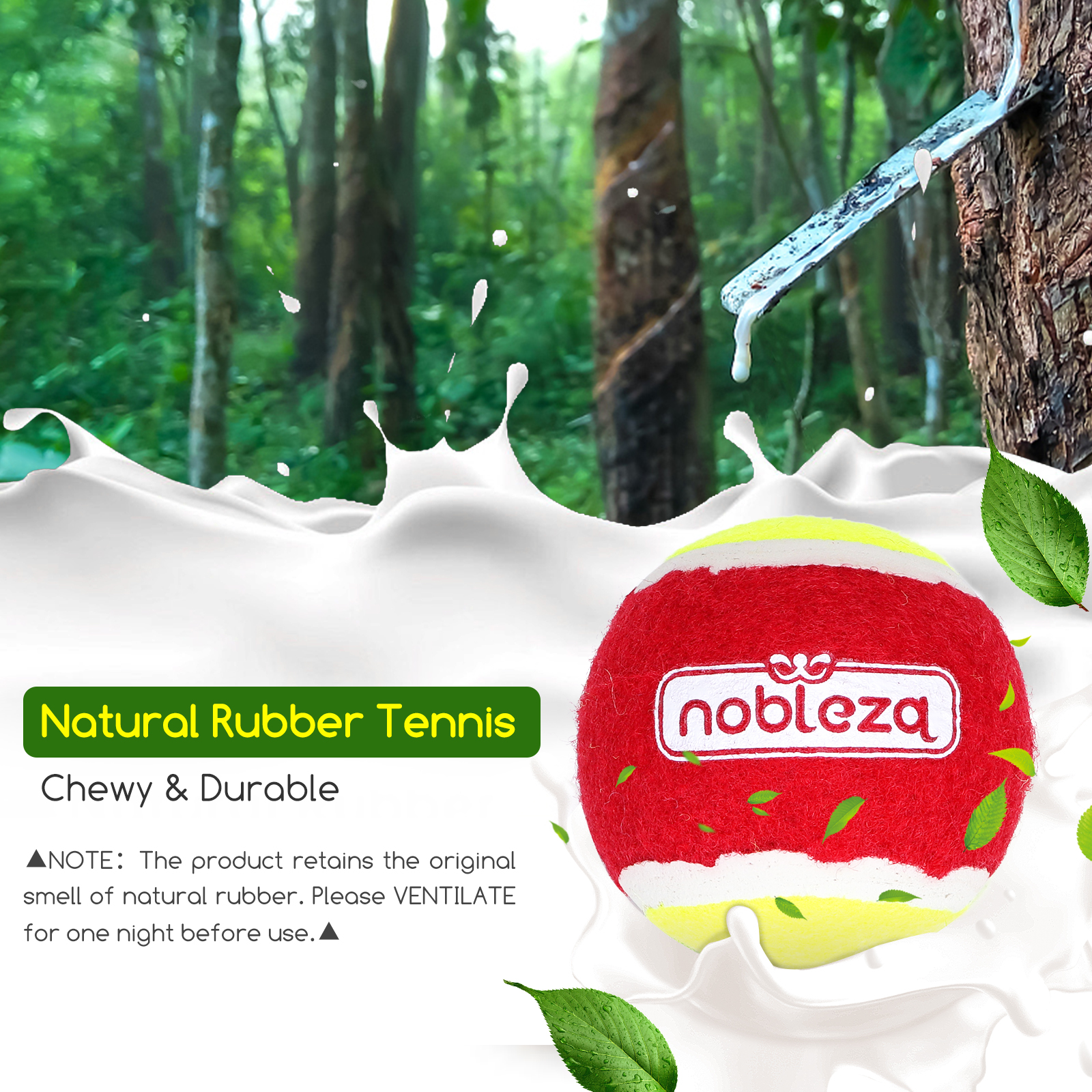 Bolas de brinquedo para cães Nobleza, bola de borracha natural de alta qualidade, bola de tênis, bola de brinquedo saltitante, adequada para cães de pequeno e médio porte - 6,36 cm/pacote com 3