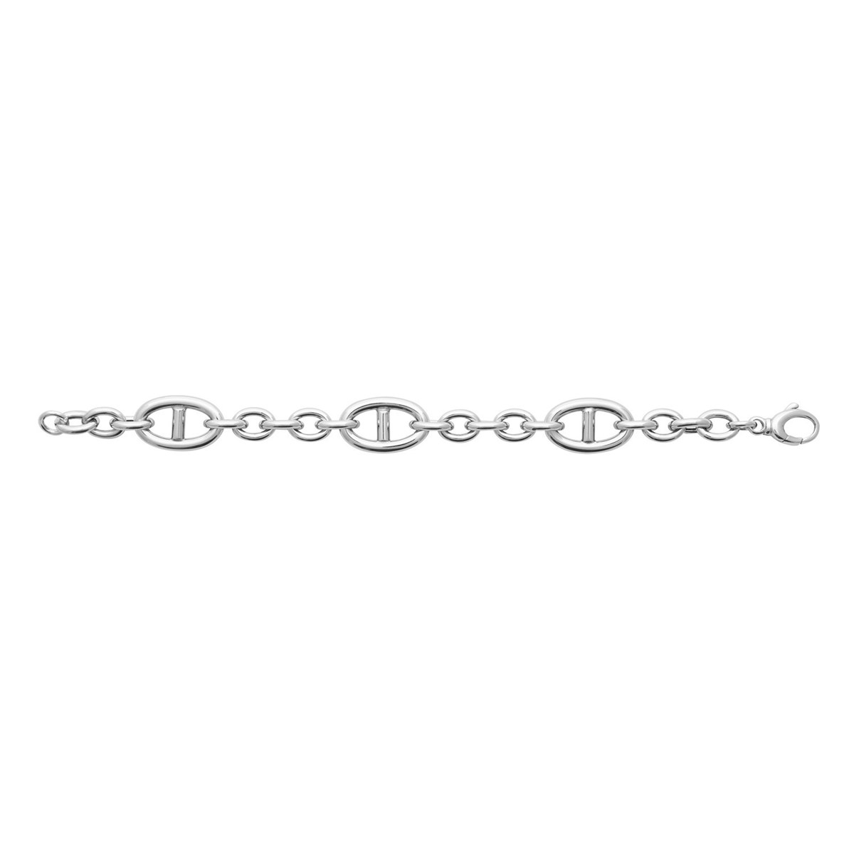 Bracelet Brillaxis gros maillons argent rhodié