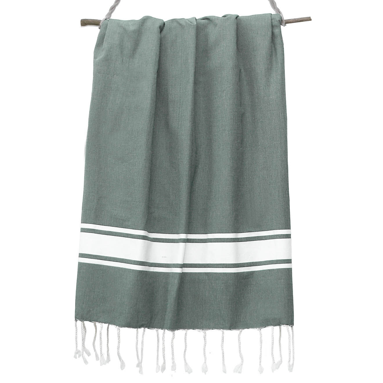 Febronie Fouta Traditionelle St Tropez gris moyen/blanc - 100x200 cm