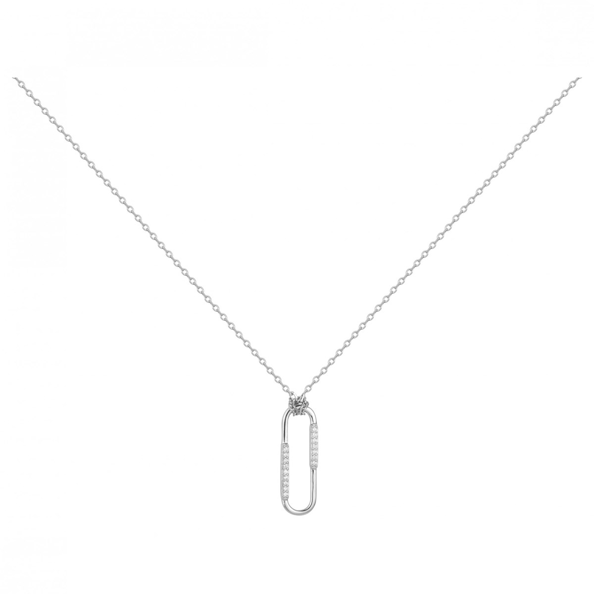 Collier mono-motif en Argent avec oxyde de zirconium blanc