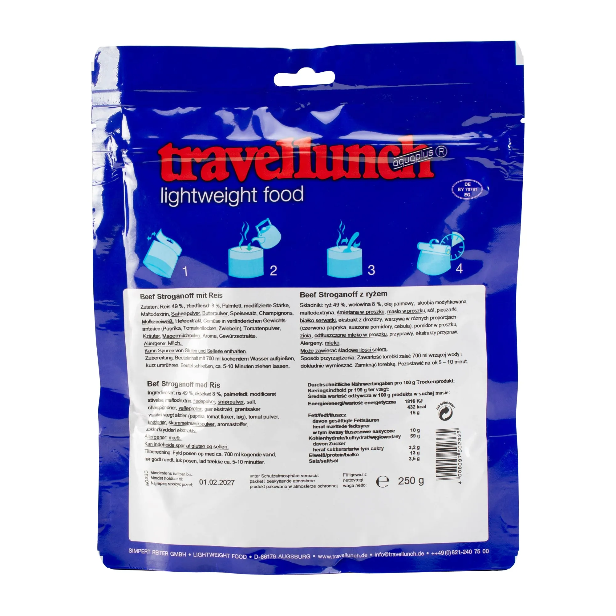 Travellunch -  Beef Stroganoff mit Reis 2er Packung