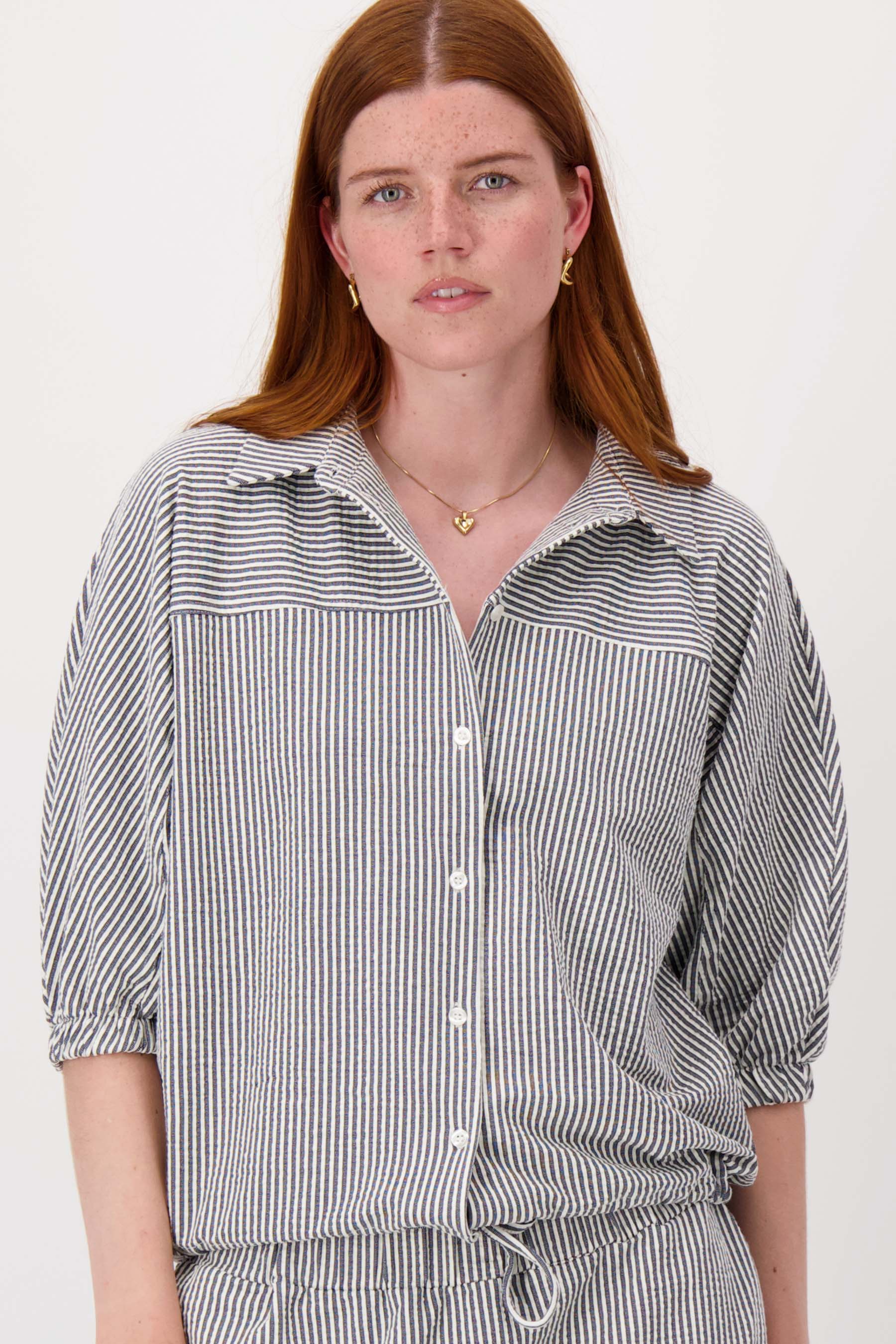 gestreepte blouse van structuur stof