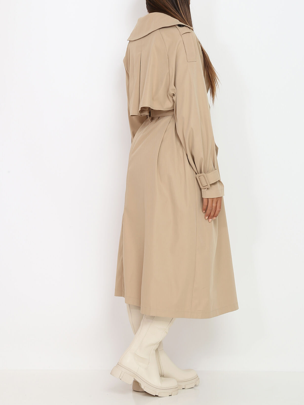 Trench long ceinturé- Taupe