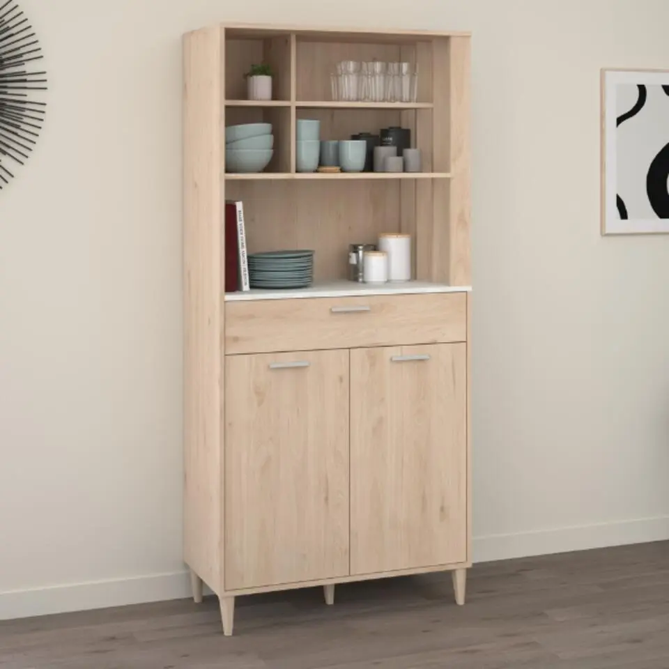 Buffetkast Galatee met 2 deuren & 1 lade - eikdecor/wit