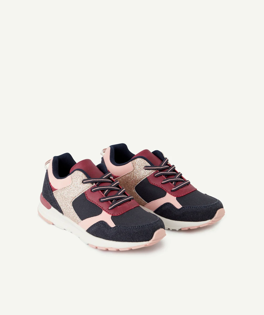 BASKETS COLORBLOCK FILLE ROSE ET BLEU MARINE À LACETS