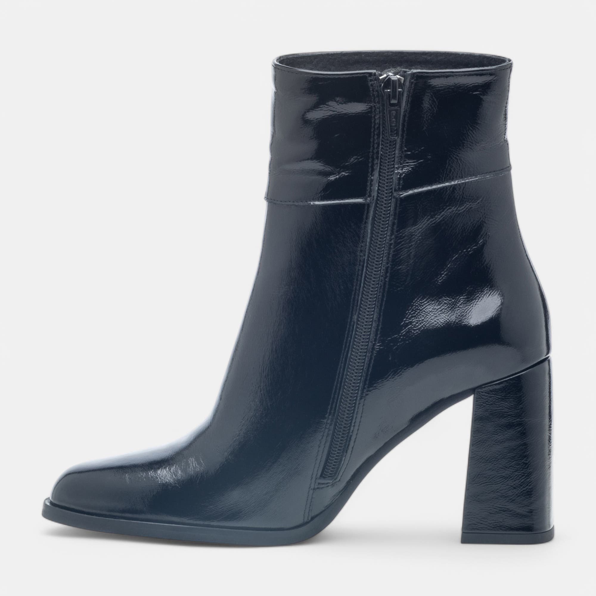 Bottines à talon Femme en cuir noir vernis