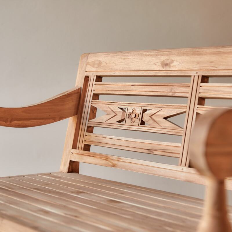 Banc Marceau en teck massif recyclé, largeur 120 cm