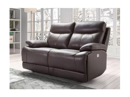 Canapé 2 places fixe cuir marron foncé Ducka 154cm