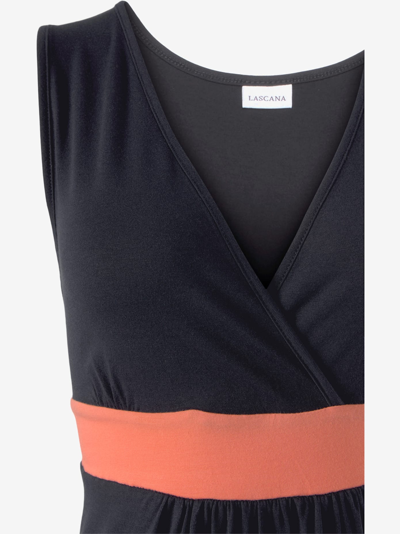 Robe longue encolure en v aspect superposé
