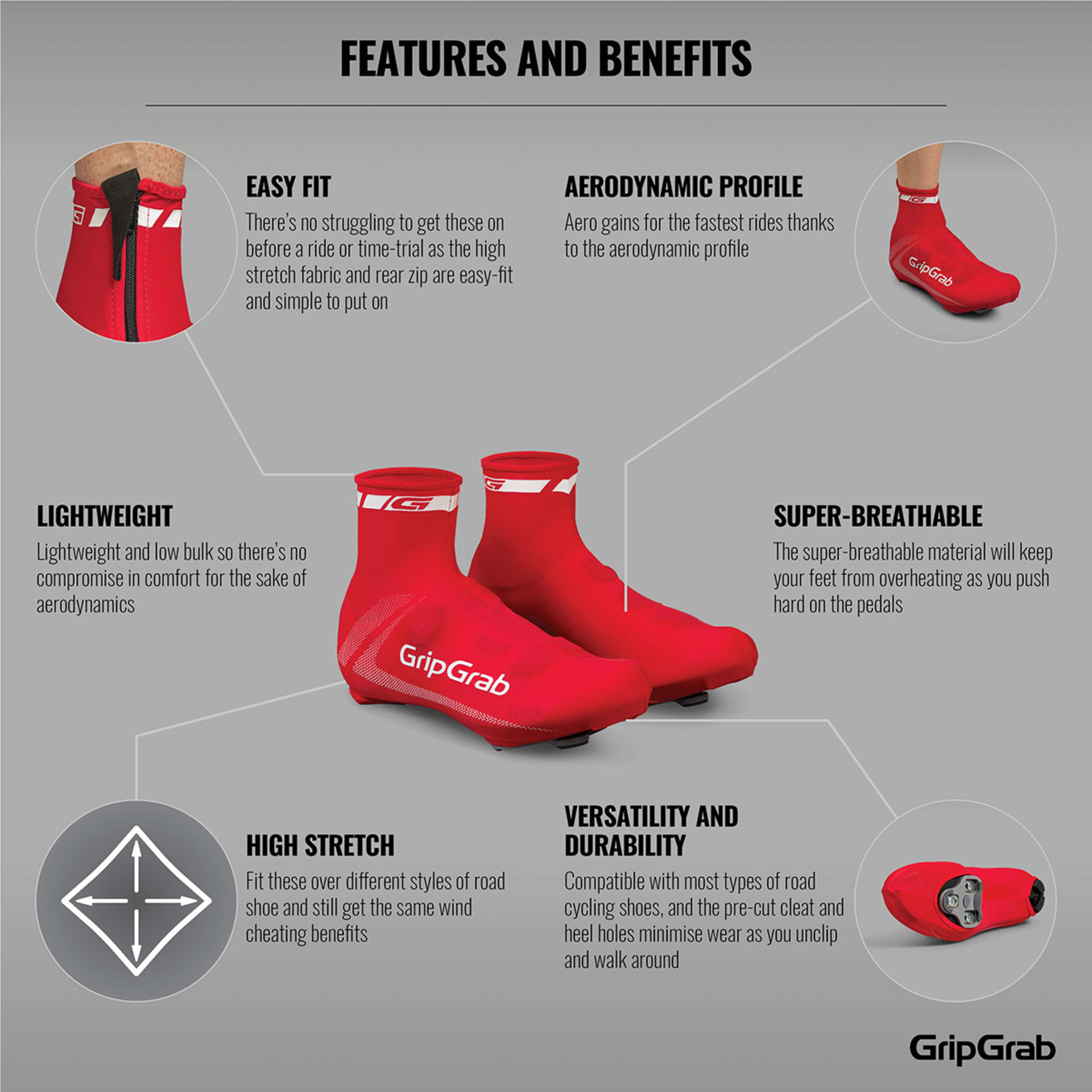 GripGrab RaceAero Overschoenen Rood Onesize