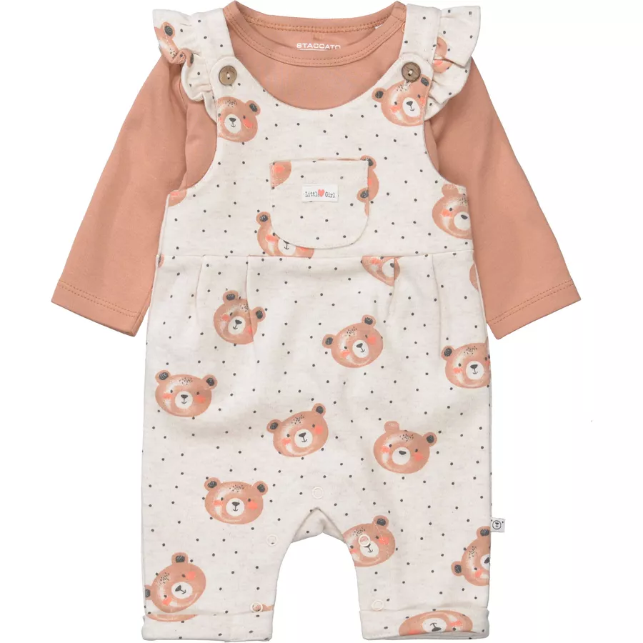 Staccato Strampler+Shirt beige melange gemustert