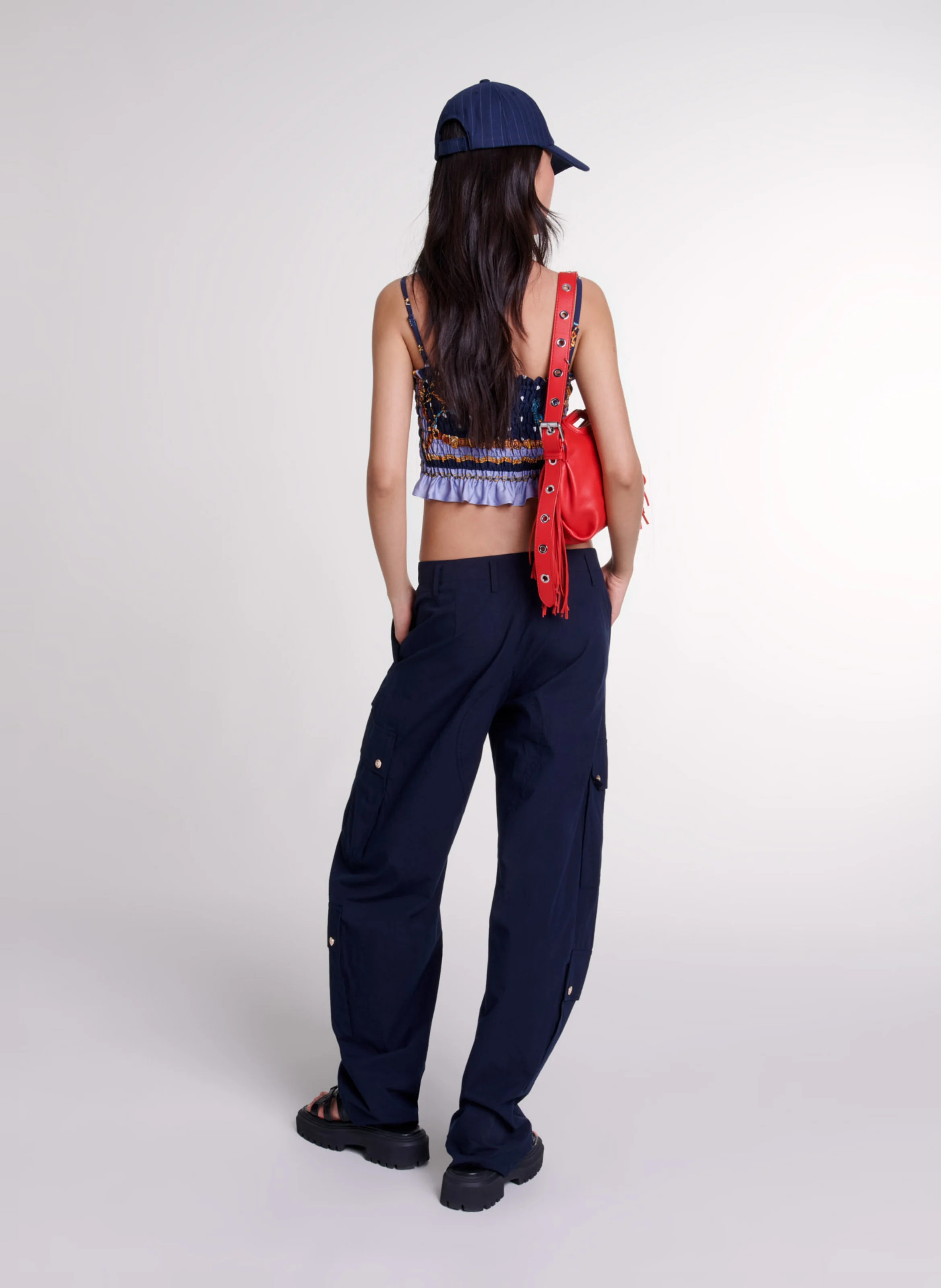 Pantalon cargo en coton mélangé | Bleu