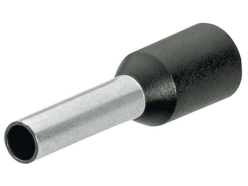 Knipex Aderendhülsen 16 x 10 mm Schwarz, 200 Stück Aderendhülsen mit Kunststoffkragen