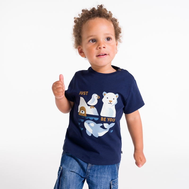 T-shirt animaux de la mer bleu bébé garçon