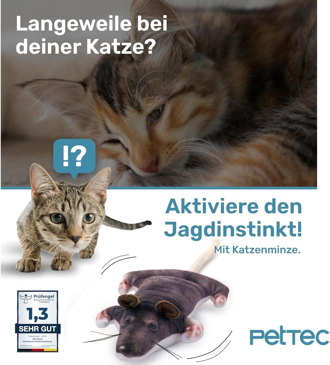 PetTec interaktives Plüschtier für Katzen - Ratte