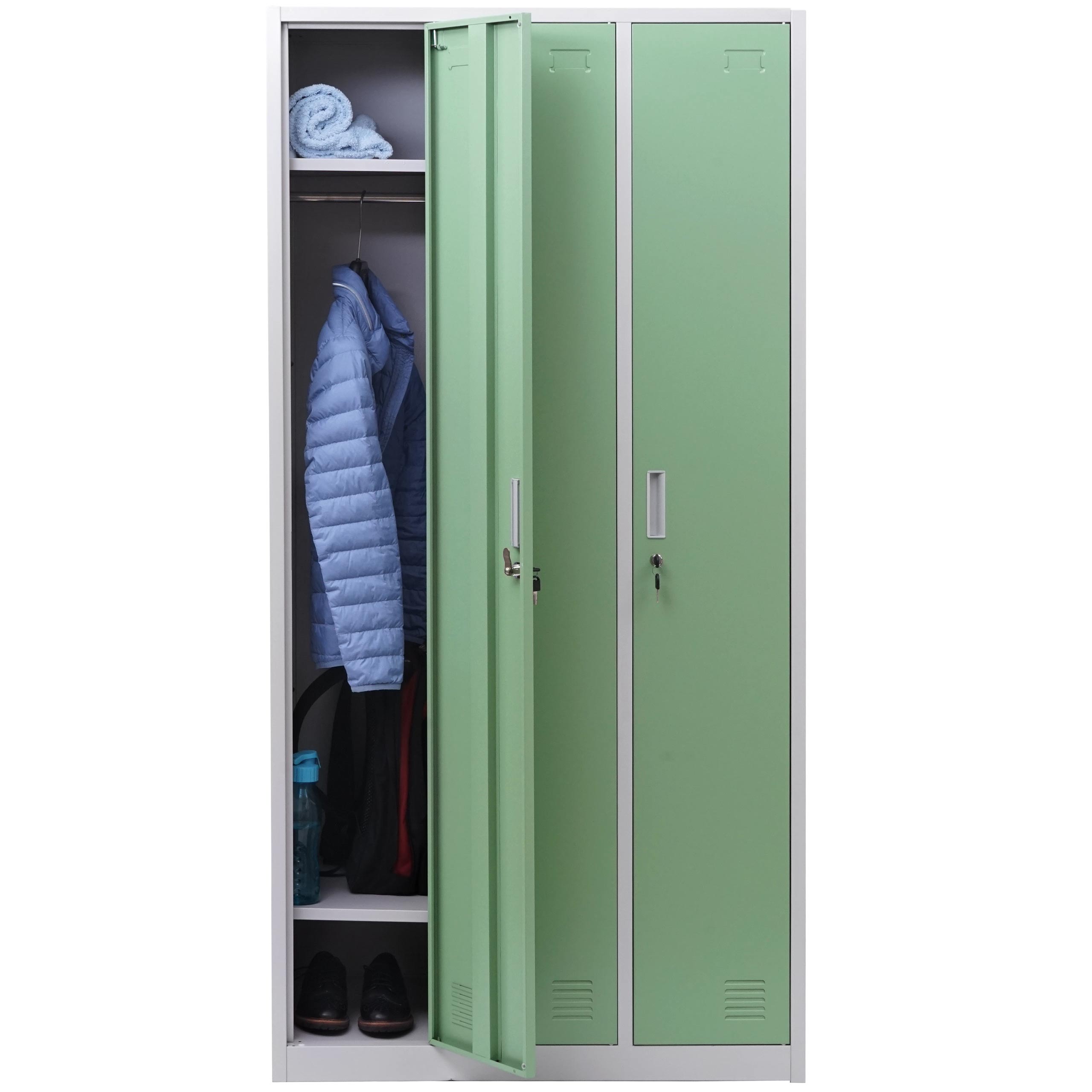 Schließfach Preston T829, Spind Wertfachschrank Schließfachschrank, Metall 3 Fächer ~ grün
