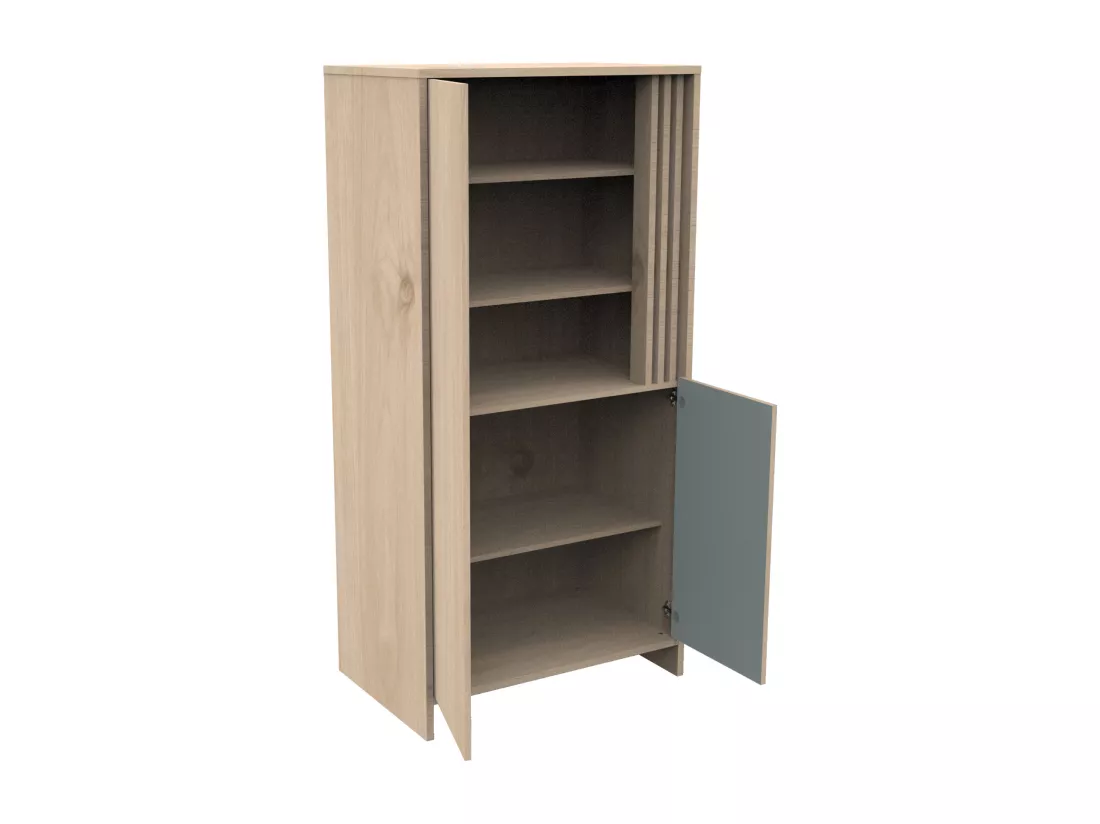 Armoire 2 portes et 1 niche avec claustra en bois décor chêne Suave