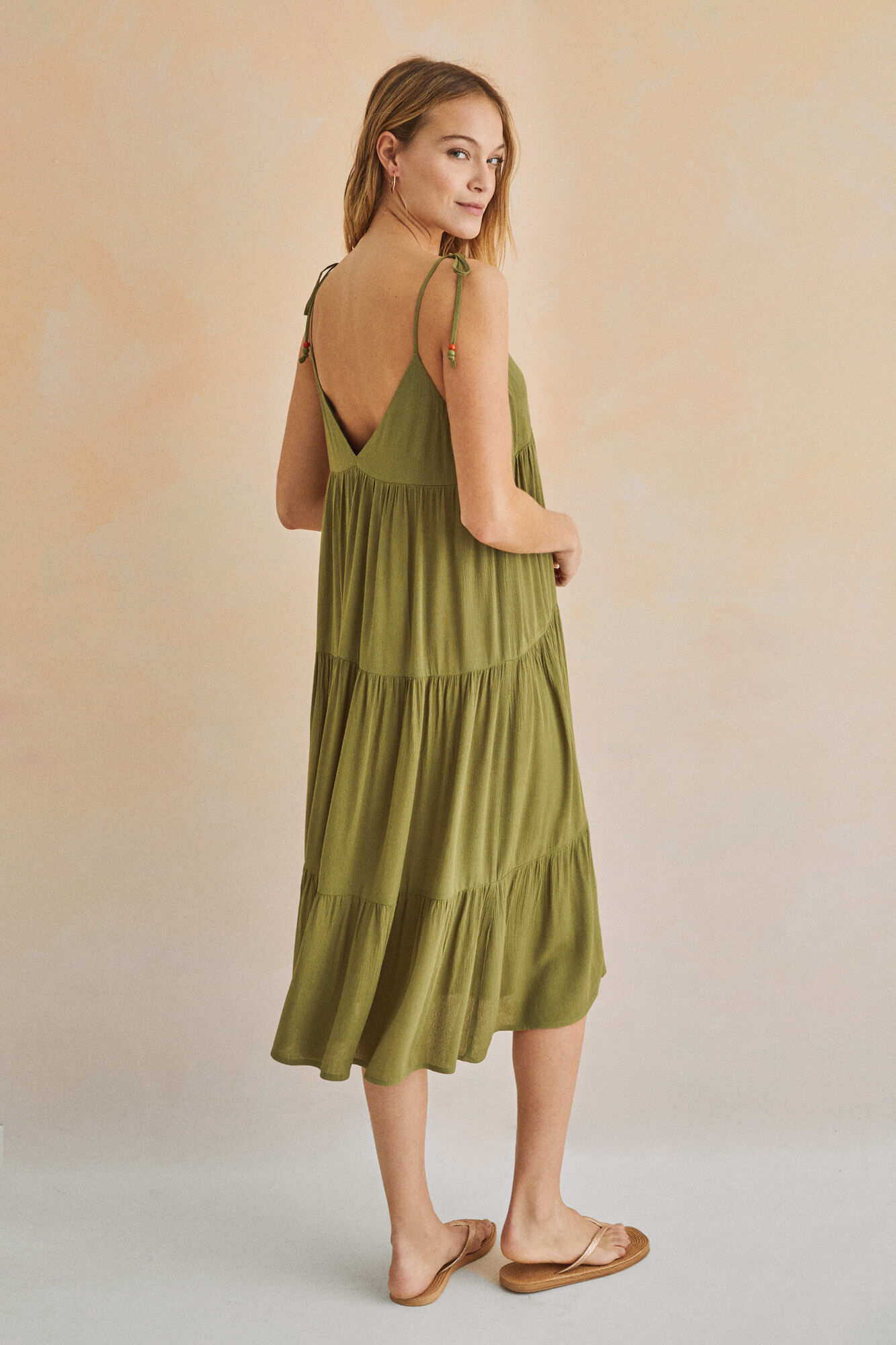 Vestido verde com amarração larga - verde
