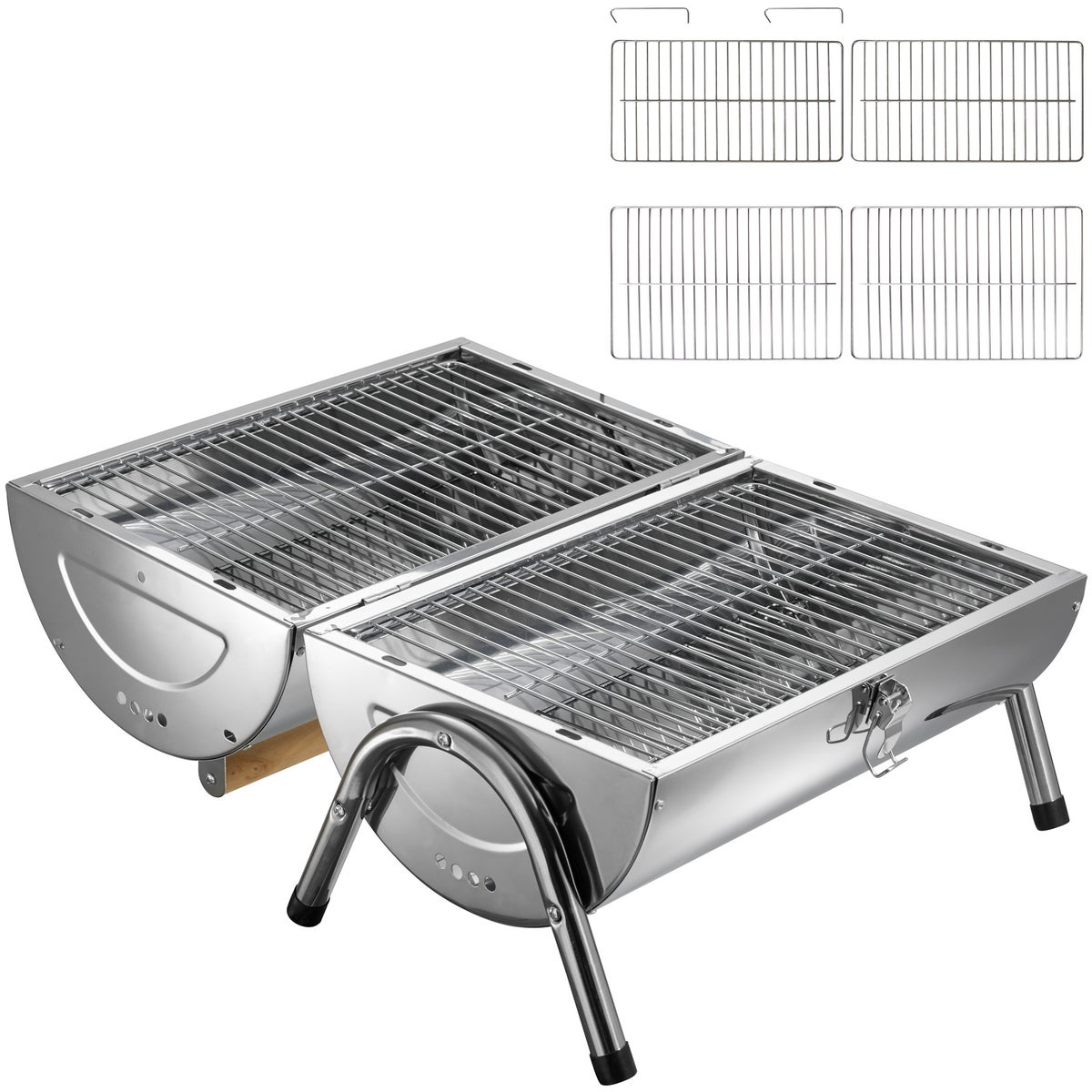 tectake opvouwbare grill met dubbel grilloppervlak 42 x 25 x 35 cm