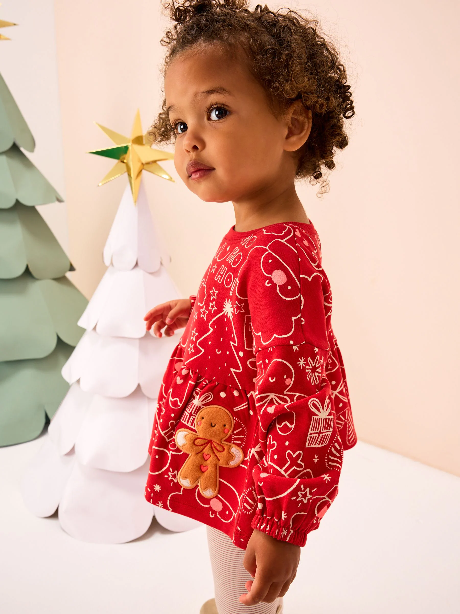 Rode Christmas Gingerbread - Set met top met peplum en legging met lange mouwen (3mnd-7jr)