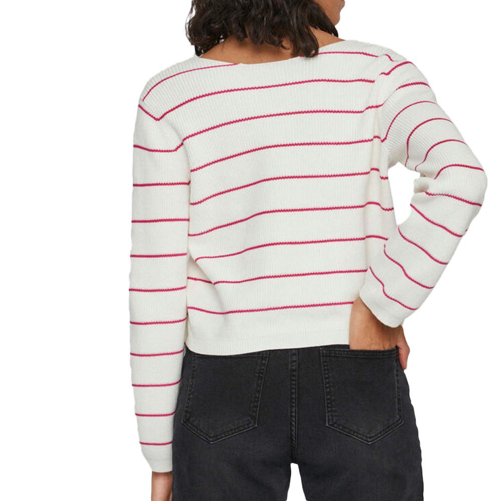 Vila Pull Blanc/Rouge à Rayures Femme Vila Chao