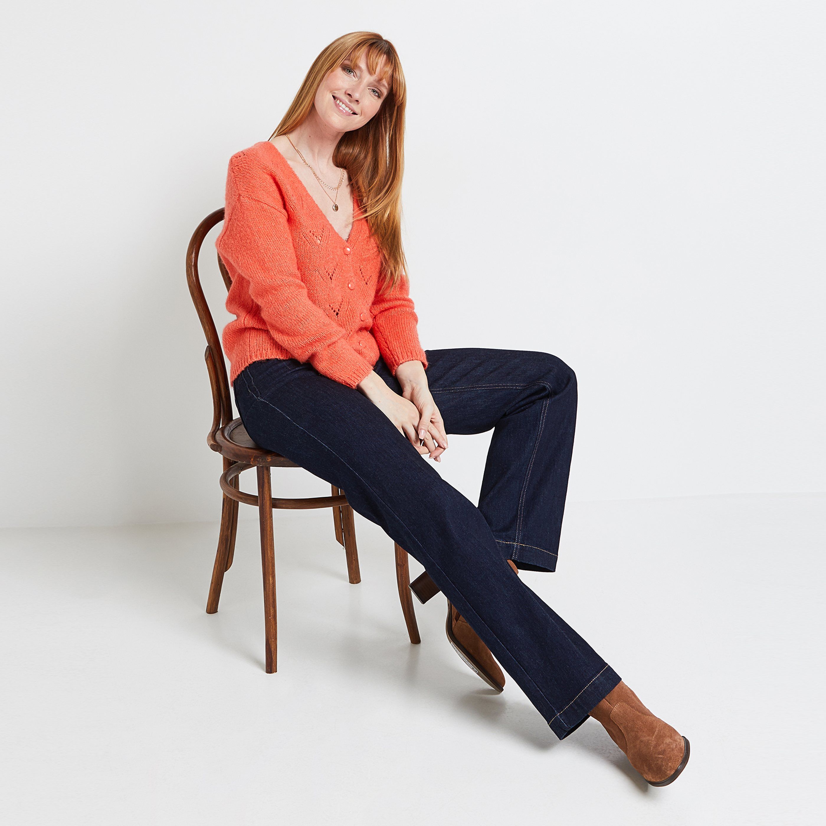 Gilet col V ajouré femme - PECHE