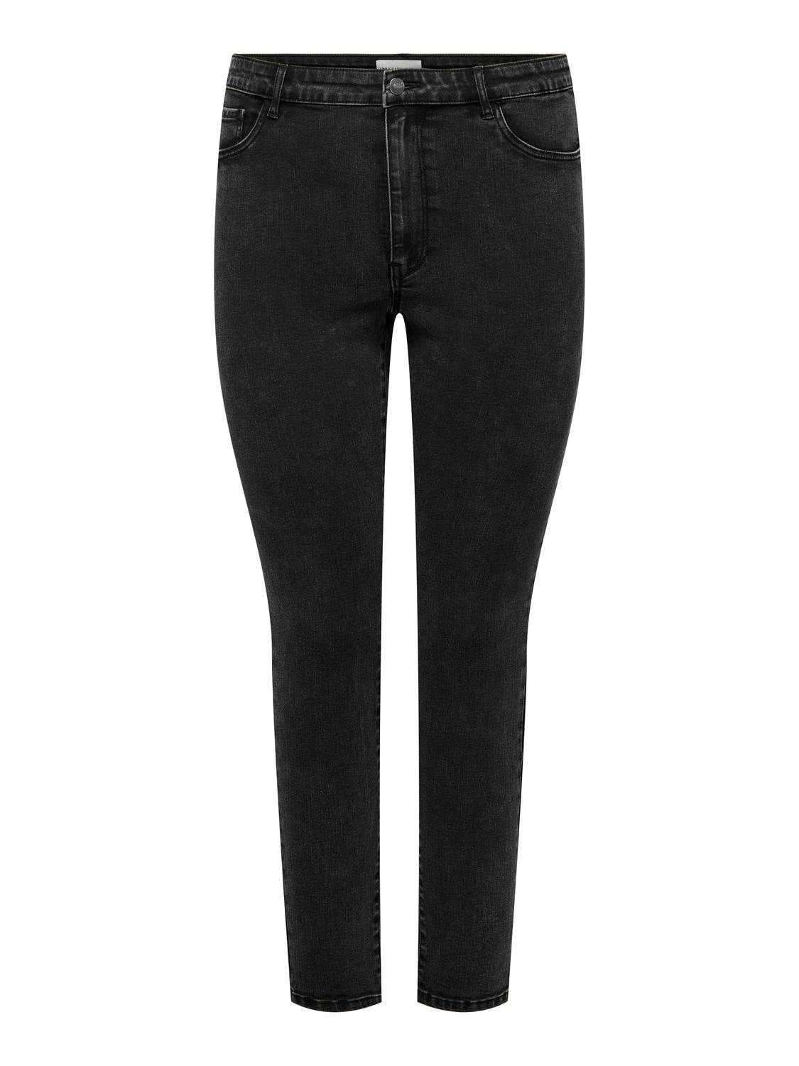 CARROSE Hohe Taille Skinny Fit Jeans Washed Black