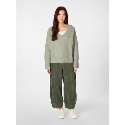 Damen-Strickpullover V-Ausschnitt, Hellgrün