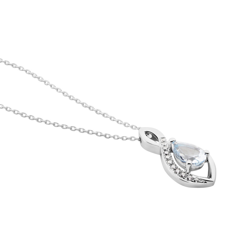 Collier Dalil Or Blanc Topaze Oxyde
