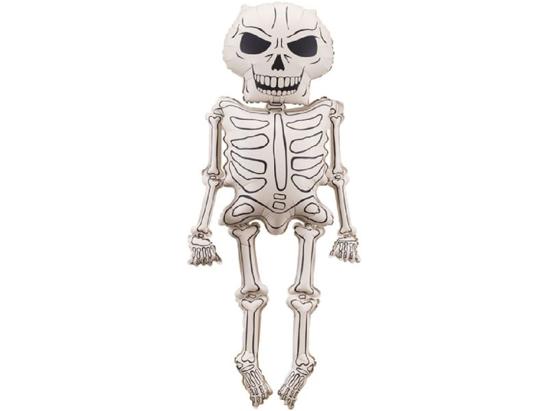 Partydeco Folienballon Skelett XXL, 46 x 129 cm, 1 Stück Gruseliger Folienballon für Halloween Partys