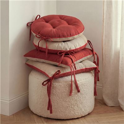 Galette de chaise unie double face carrée - Lot de 2