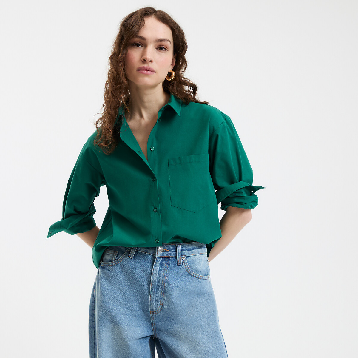 COLEÇÕES LA REDOUTE<br>Camisa de algodão folgada, estampa exclusiva MARLENE
