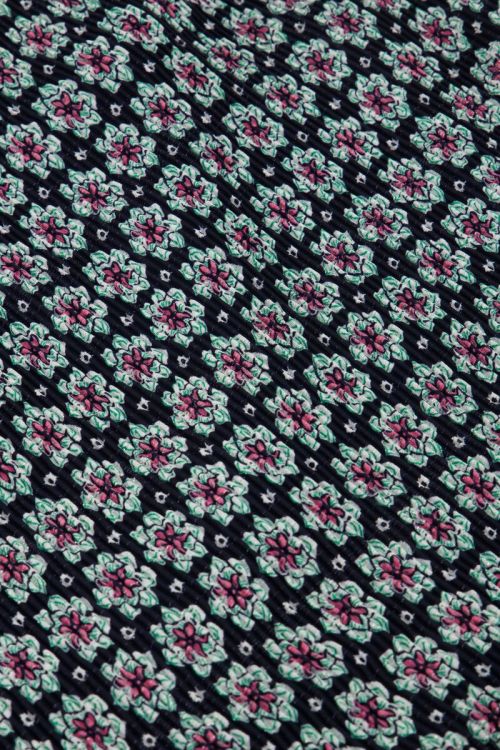 Donkerblauwe midi jurk met bloemenprint