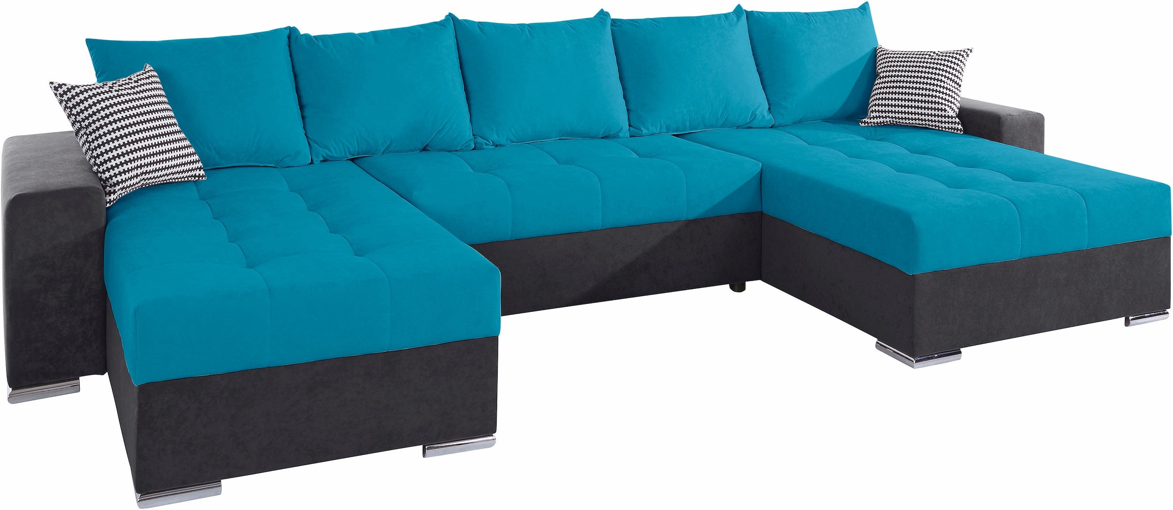 COLLECTION AB Wohnlandschaft »Josy XXL U-Form, B: 333 cm, mit 2 Recamieren 77 & 97 cm« mit Bettfunktion, Bettkasten & 2 Zierkissen, Federkern