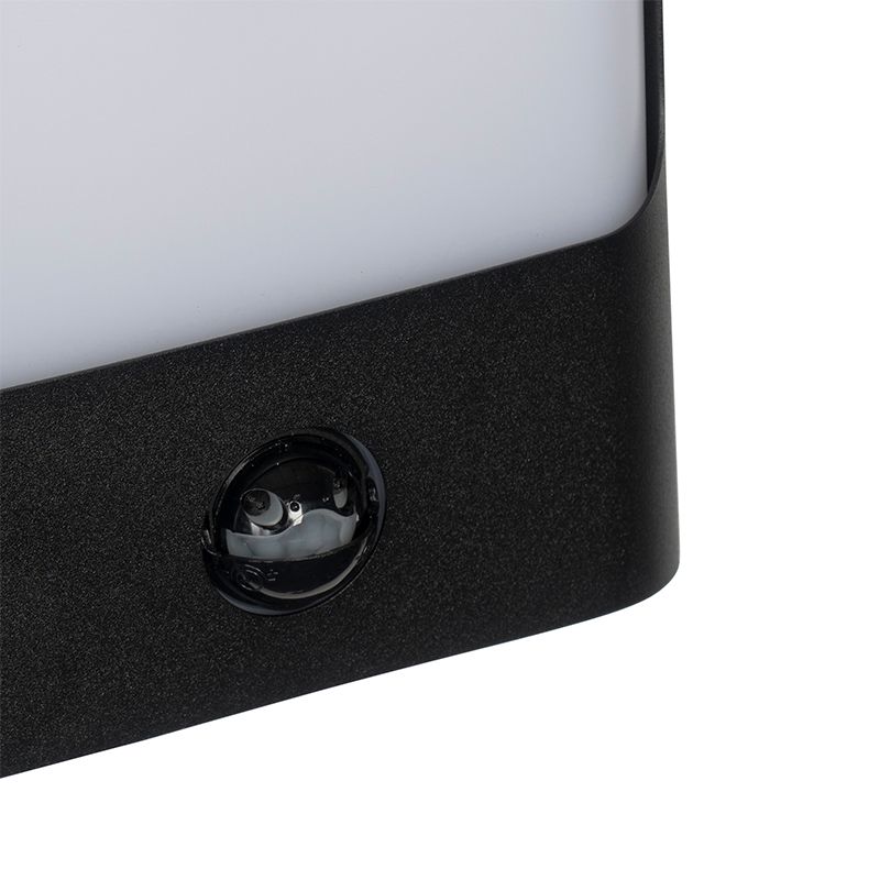 Wandlamp zwart incl. LED IP44 met bewegingssensor - Khuvan