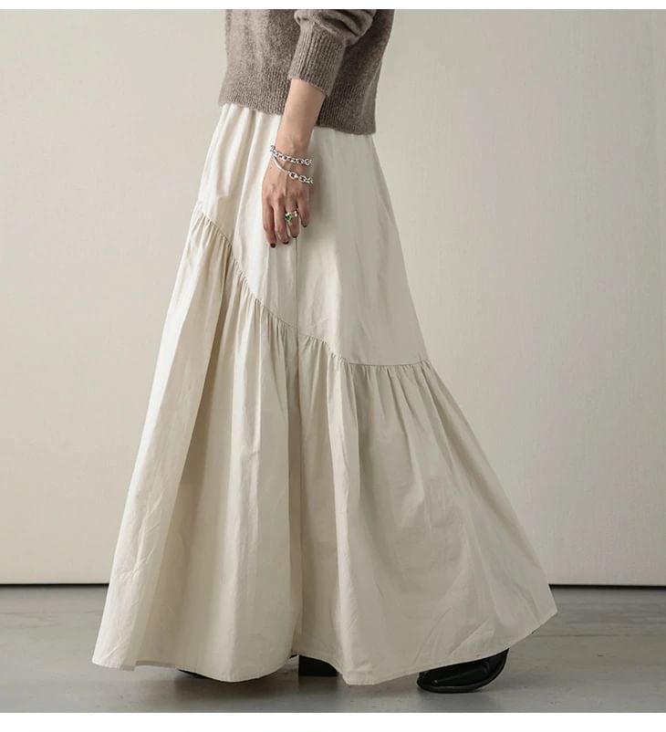 Fabrica - Effen A-lijn rok met elastische taille en lagen