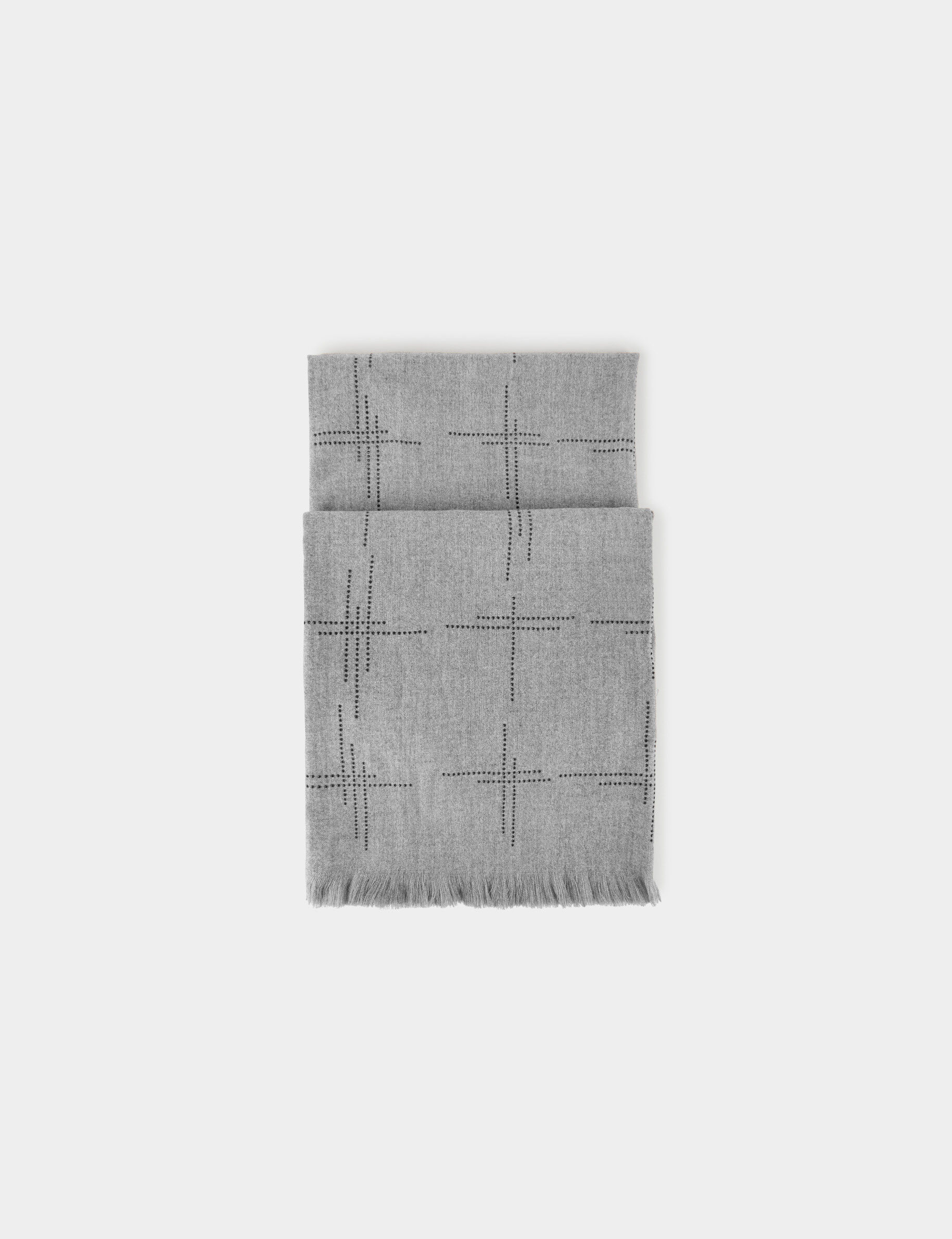 Écharpe avec strass et franges gris moyen femme - gris_moyen