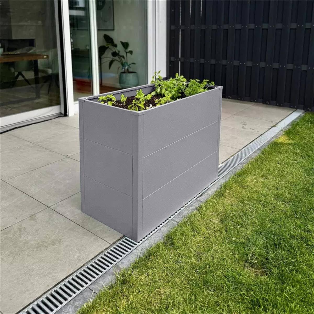 Metzler Hochbeet für den Garten oder Balkon – Stahl in Grau | Witterungsbeständiges Metall-Gartenbeet, Pflanzenbeet, Blumenhochbeet | 100 x 50 x 77 cm