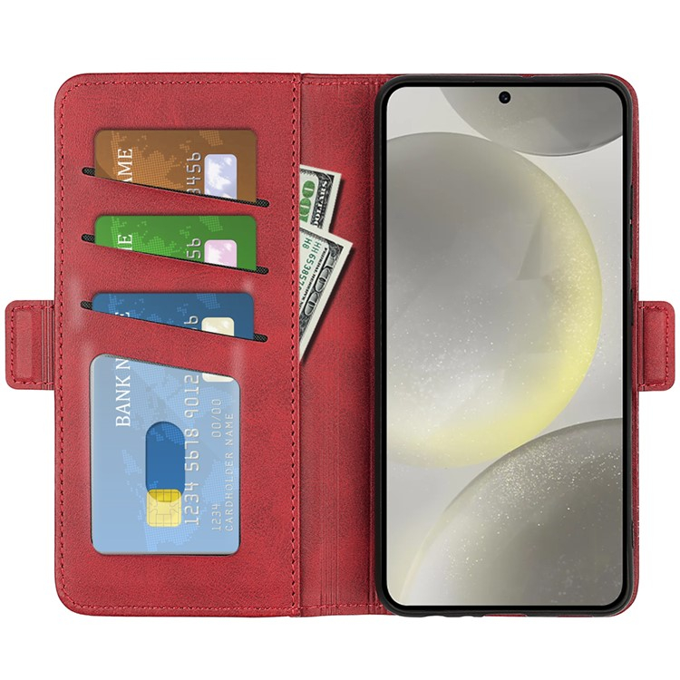 Samsung Galaxy S24 FE Vintage Leder Tasche Flip Cover Fashion Design - Rot