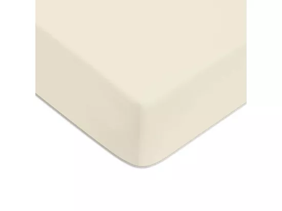 Drap housse en coton 57 fils uni bonnet 25cm ivoire 90x190cm