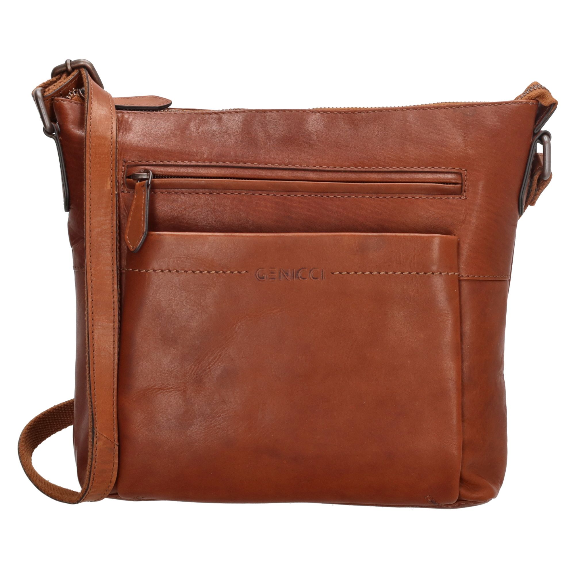 Genicci Noble Schoudertas Freud Cognac
