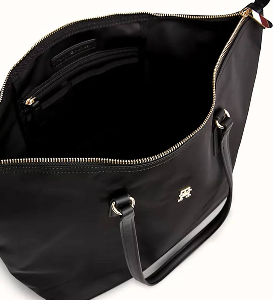 Bolsa tote Tommy Hilfiger com alça exclusiva, preta.