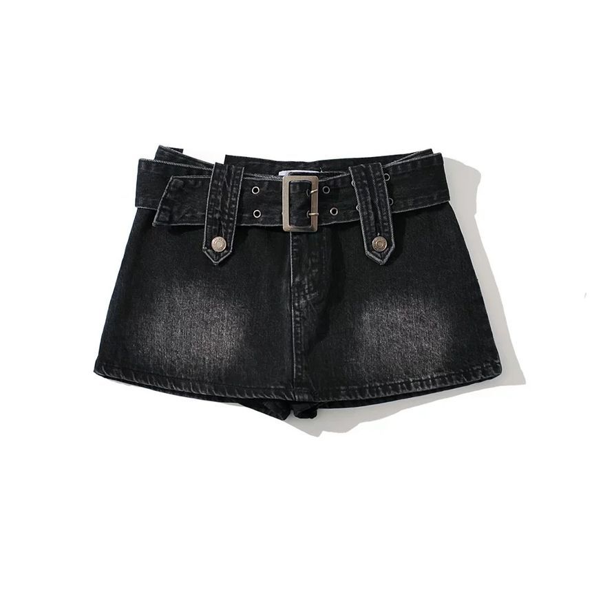 Opuscule - Lage denim kokerrok met riem