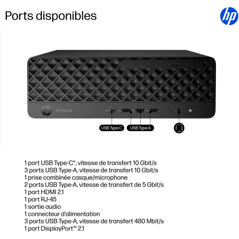HP ProDesk 4 SFF G1i Desktop AI PC Intel Core Ultra 7 265 32 Go DDR5-SDRAM 1 To SSD Windows 11 Pro Noir